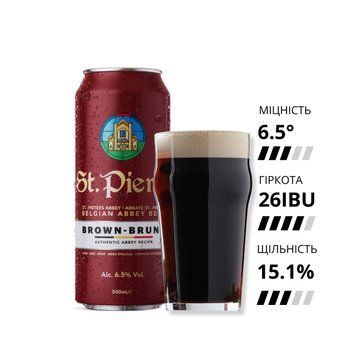 Пиво St.Pierre Brune,темное, фильтрованое, 6,5%,з,б 0,5л СТР1 фото