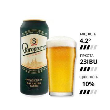 Пиво Staropramen, світле, 4,2%, з/б, 0,5 л   /pyvo-staropramen-sv фото