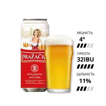 Пиво Пражечка / Prazacka, ж/б, 4%, 0.5л ПВГР1 фото